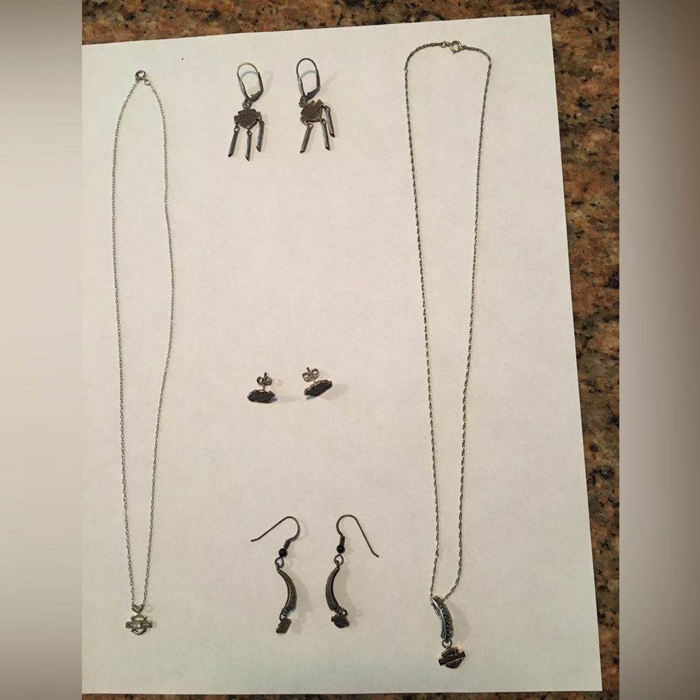 Harley Davidson Jewelry (2 pairs of earrings and 2 necklaces)